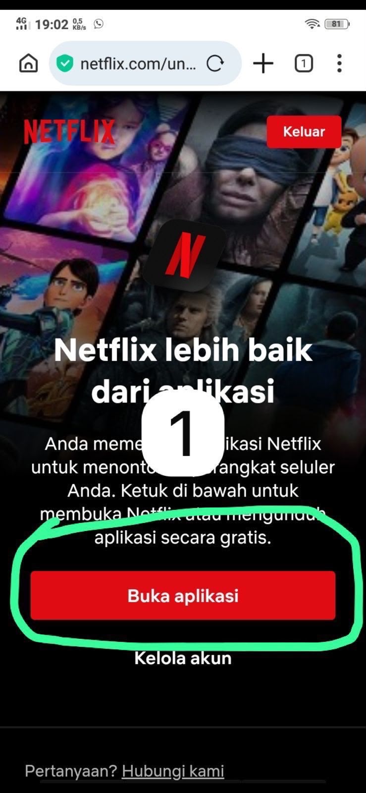 Gambar 1 — tampilan yang harus muncul setelah Link Login ditempel di Safari.