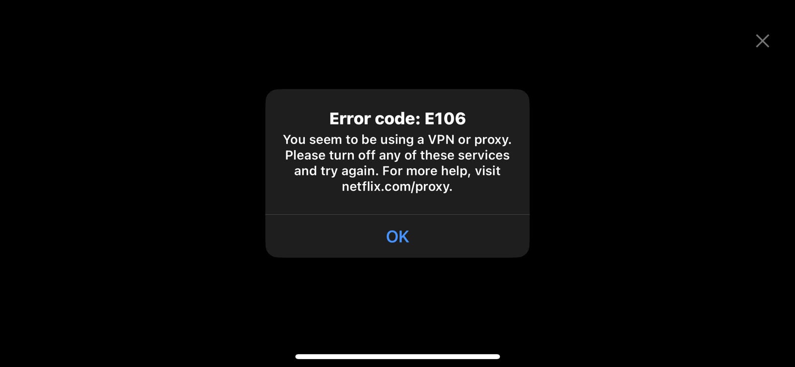 Contoh lain pesan VPN / Proxy.