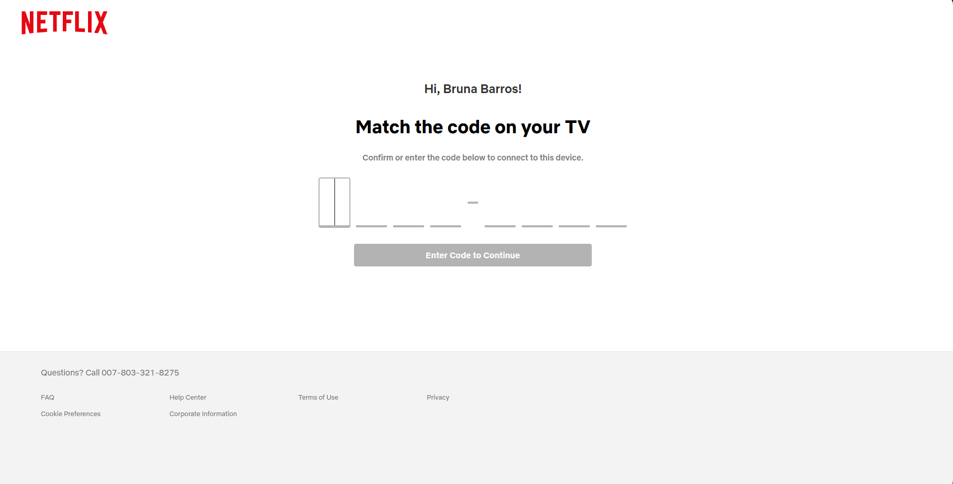 Masukkan kode dari TV pada halaman Link Login di browser.